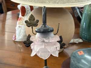 Art Nouveau figural lamp with a floral rose lamp shade - 3