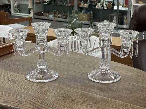 Pair of crystal candleabra