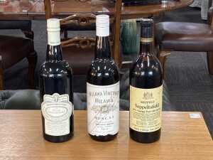 Mixed fortified wines, three bottles