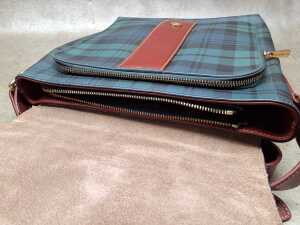 Designer-style messenger bag, tartan plaid pattern and gold-tone hardware. - 3