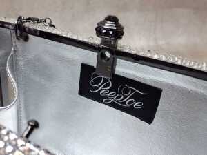 Designer-style black and silver tone clutch bag with black hardware - 3