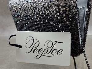 Designer-style black and silver tone clutch bag with black hardware - 4
