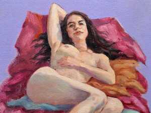 Roz McQuillan, Bianca Reclining. Oil painting on canvas - 2