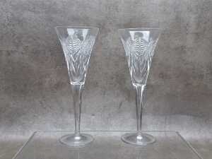 Pair of Waterford Millennium Happiness crystal champagne flutes