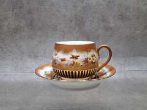 Antique Crescent China hand-painted and gilded porcelain demitasse