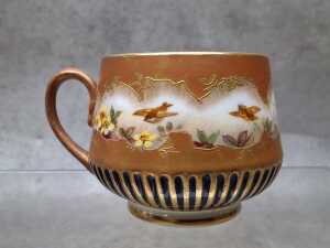 Antique Crescent China hand-painted and gilded porcelain demitasse - 3
