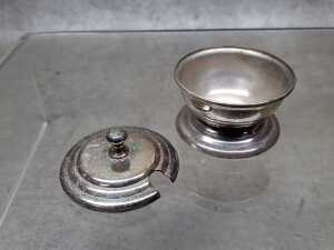 Art Deco silver-plated condiment set on ebonised timber caddy - 3