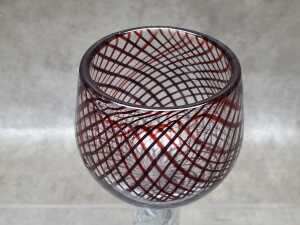 Bohemian-style ruby red wine goblet with air twist stem. - 2