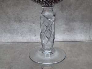 Bohemian-style ruby red wine goblet with air twist stem. - 3