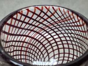 Bohemian-style ruby red wine goblet with air twist stem. - 4