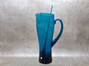 Mid-century seven-piece blue glass drinks set 'Made in Poland' - 2