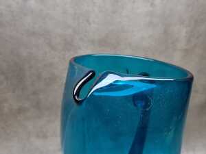 Mid-century seven-piece blue glass drinks set 'Made in Poland' - 3