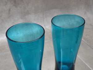 Mid-century seven-piece blue glass drinks set 'Made in Poland' - 4