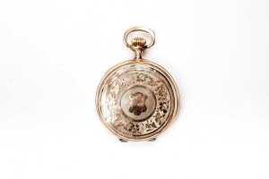 An antique rolled gold pocket watch - 2