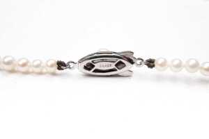 A strand of graduated pearls to a silver clasp - 5