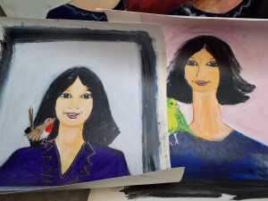 Assorted female portrait painting by Tasmanian artist Karen Armstrong, - 2