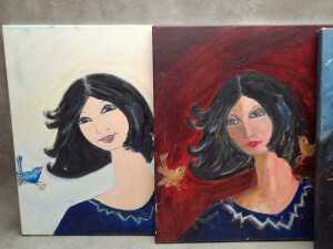 Assorted female portrait painting by Tasmanian artist Karen Armstrong, - 3