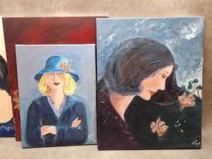 Assorted female portrait painting by Tasmanian artist Karen Armstrong, - 4