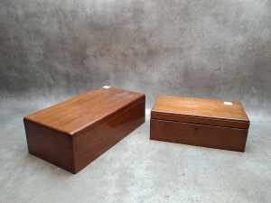 Two antique timber boxes. - 4