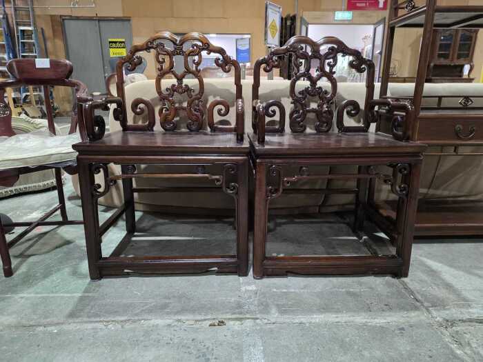 Pair of Chinese-style Rosewood armchairs