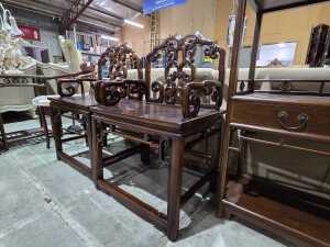 Pair of Chinese-style Rosewood armchairs - 2