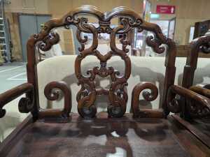 Pair of Chinese-style Rosewood armchairs - 4