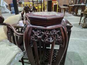 Chinese carved rosewood plant stand - 3