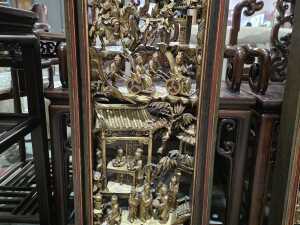 Pair of carved giltwood panels - 2