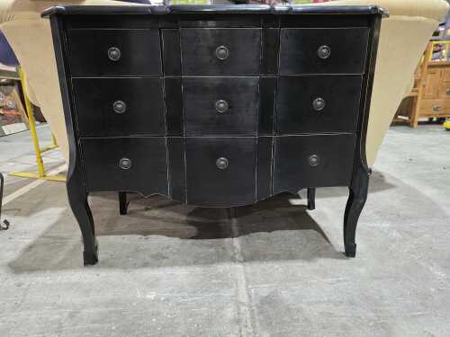 Black-painted nine-drawer chest