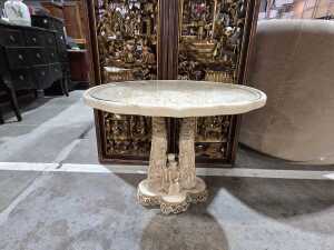 Ornate Chinese resin table with village scenes