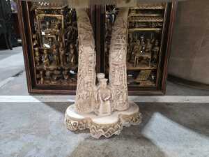 Ornate Chinese resin table with village scenes - 2