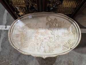Ornate Chinese resin table with village scenes - 3