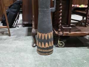 Traditional Papua New Guinea Kundu drum with lizard skin to end - 3