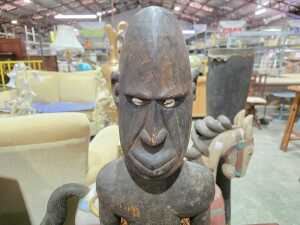 Traditional Papua New Guinea carved timber ancestor figure - 2