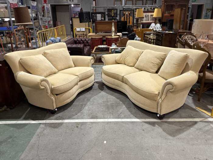 Two cream-colour fabric lounge