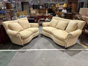 Two cream-colour fabric lounge