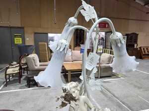 The Milano Collection figural woman on a horse lamp with tulip shades - 3