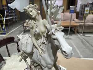 The Milano Collection figural woman on a horse lamp with tulip shades - 5