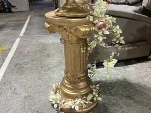 Gold tone urn on pedestal - 3