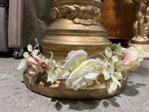 Gold tone urn on pedestal - 5