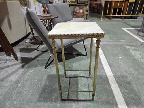 Onyx top lamp table with brass base