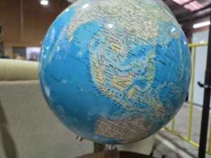 Atlas mid-century globe on turned timber base - 2