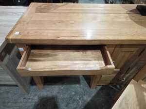 Modern timber study desk and matching chair - 7