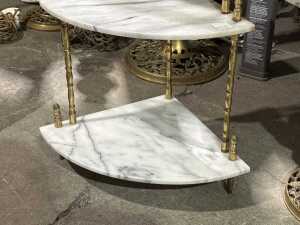 Three small brass pedestal tables - 3