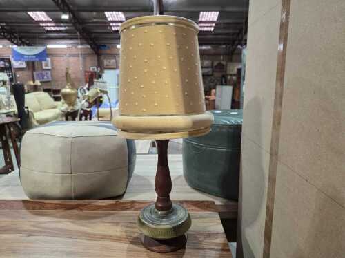 Mid-century Teak lamp with ceramic base
