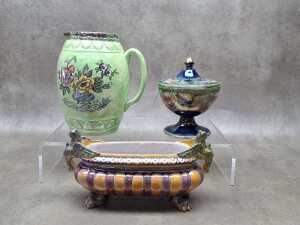 Three ceramic lustreware pieces