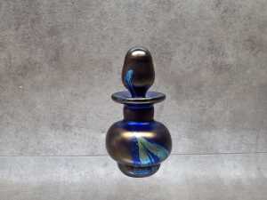 Australian studio iridescent blue glass scent bottle