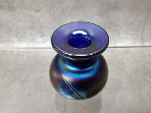 Australian studio iridescent blue glass scent bottle - 3