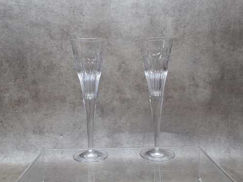 Two Waterford Crystal champagne glasses