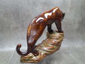 Porcelain figure of a snarling panther by Wye (artist unknown), made 1981 - 4